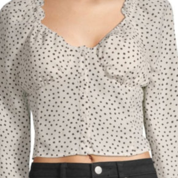 Society & Stitch Sweetheart Cropped Dot Blouse M - Picture 3 of 16